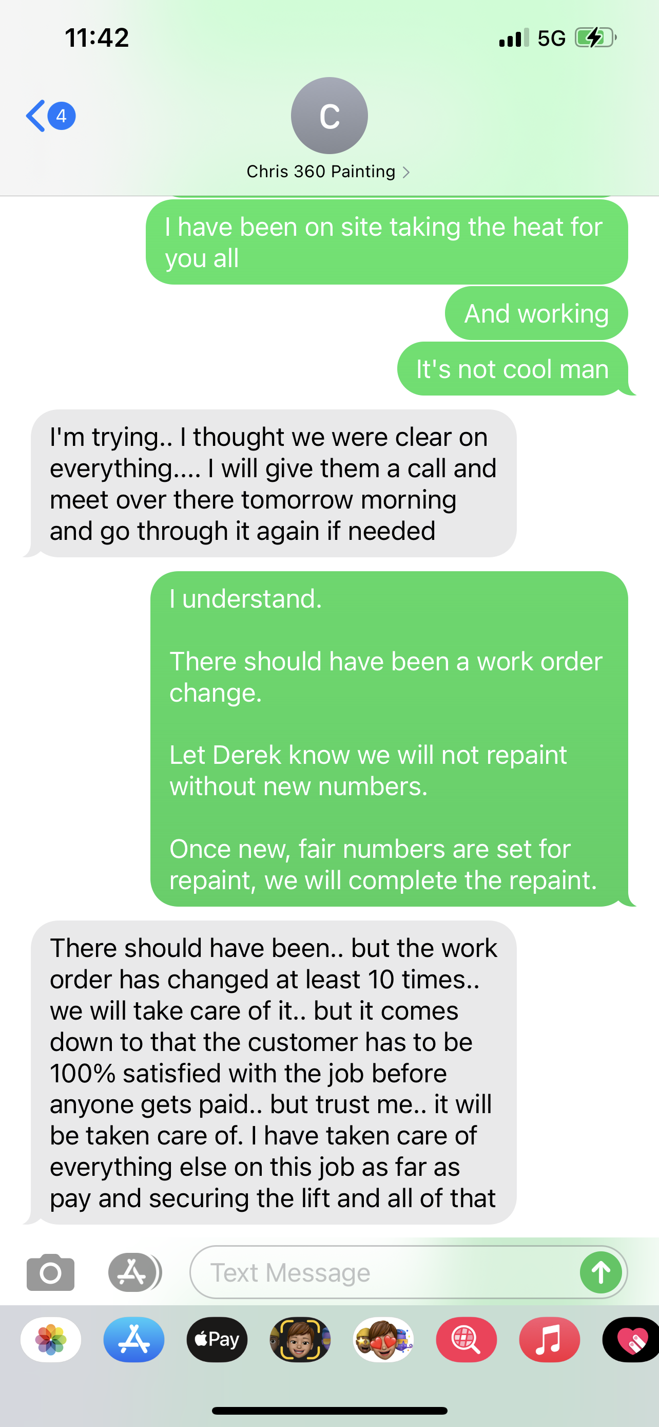 Chris admitting work order changed 10 times. 
