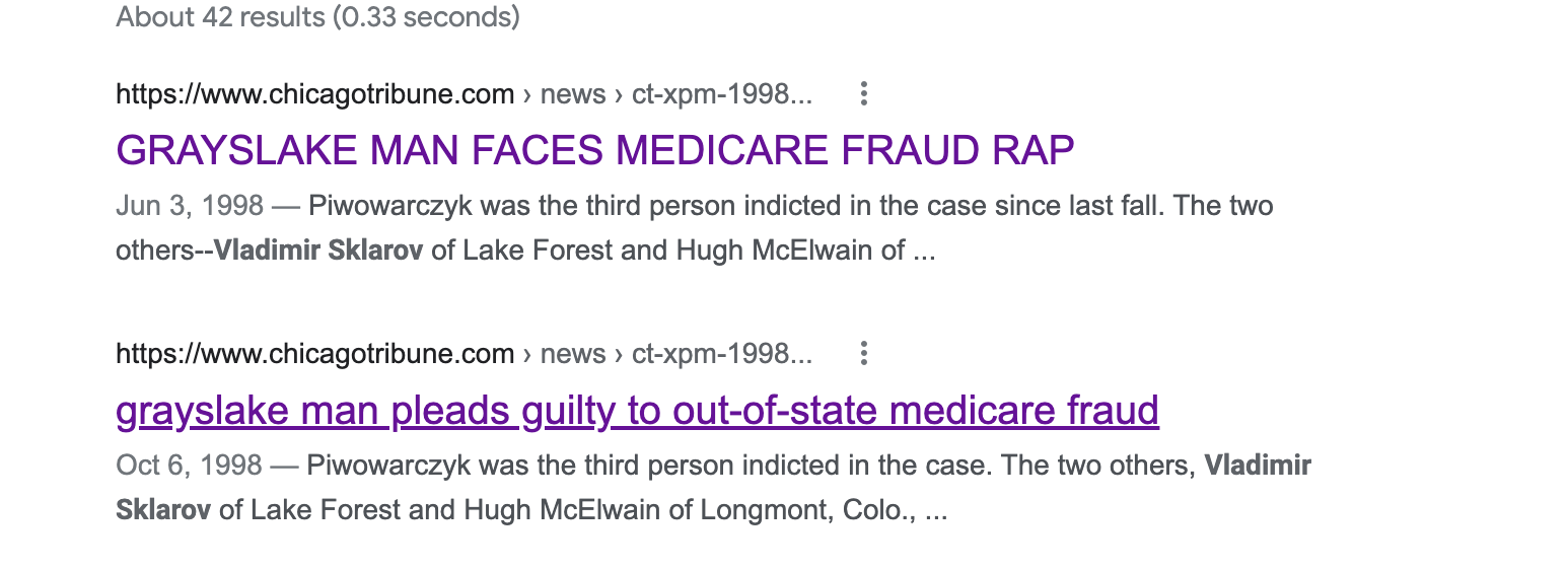 Links to old articles Medicare Fraud