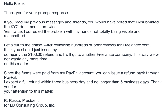 Request for Refund