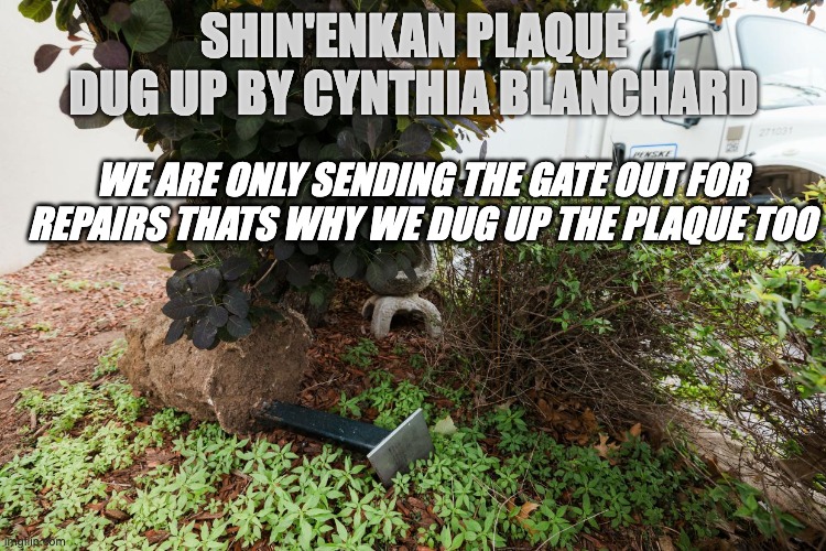 Shin'enKan Gate Sold off, plaque even dug up