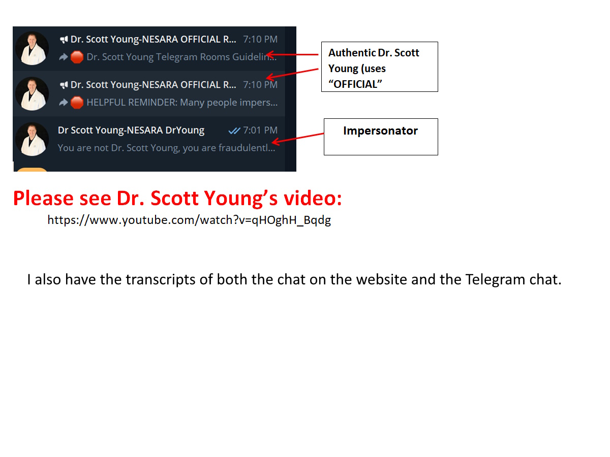 Authentic vs Fraud Dr. Young Telegram Channels