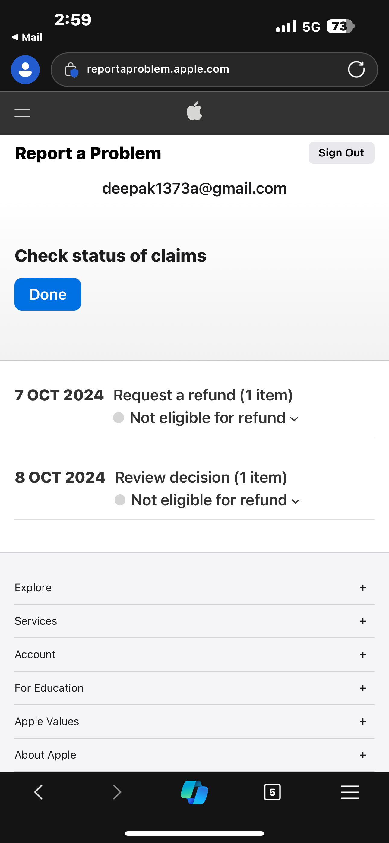 Refund denied 