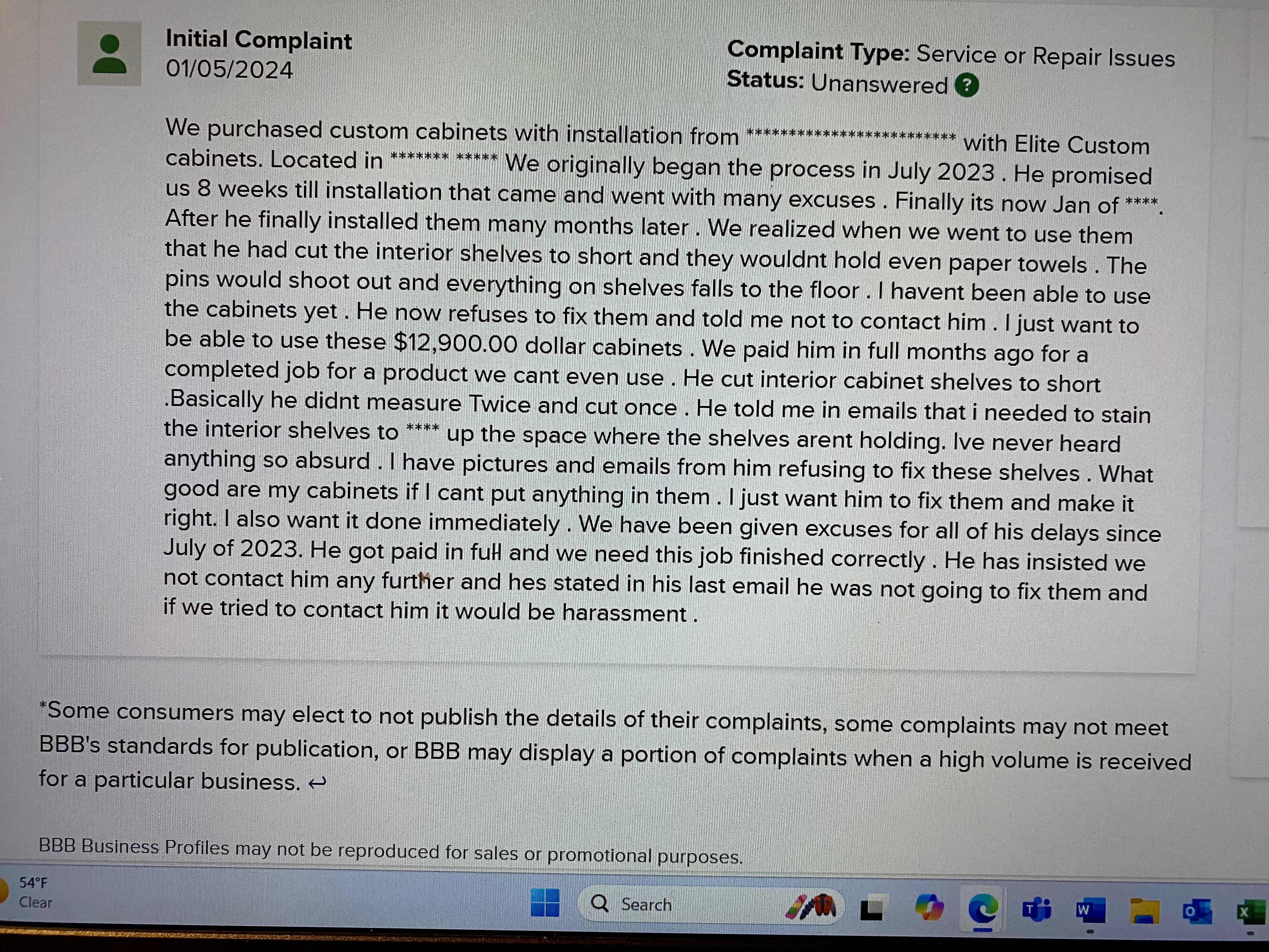 Another complaint 