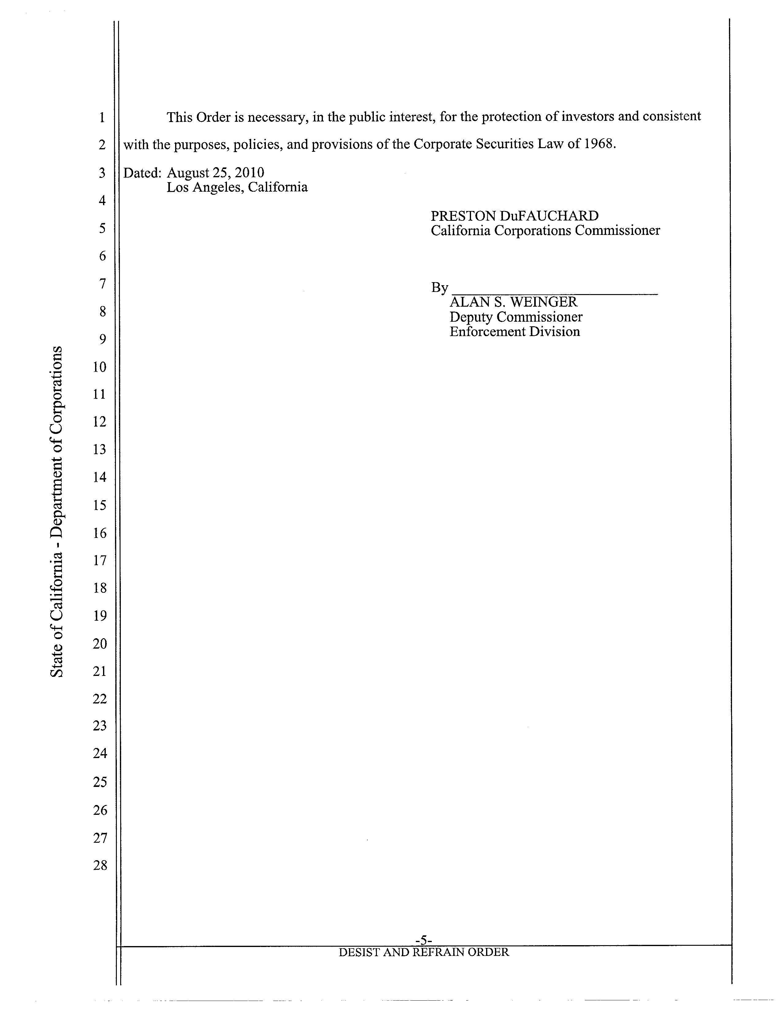 CA Dept of Corporations Desist and Refrain Order - Steven Muehl_Page_5