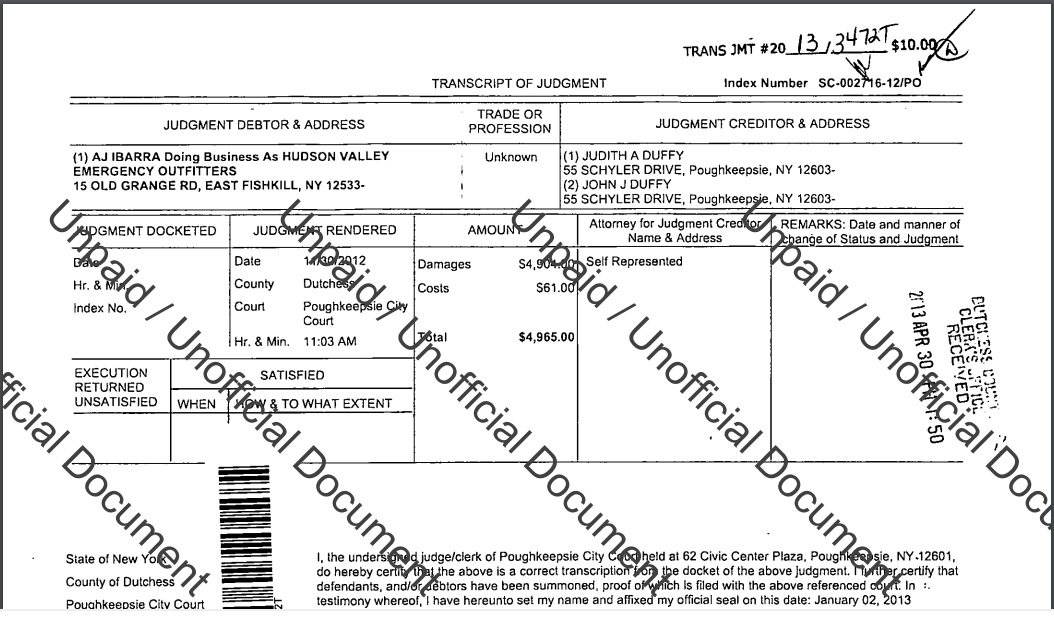 ANOTHER JUDGEMENT AGAINST AJ THE SNAKE IBARRA.  HE NOW LIVES IN VIRGINIA - WATCH OUT PEOPLE!!