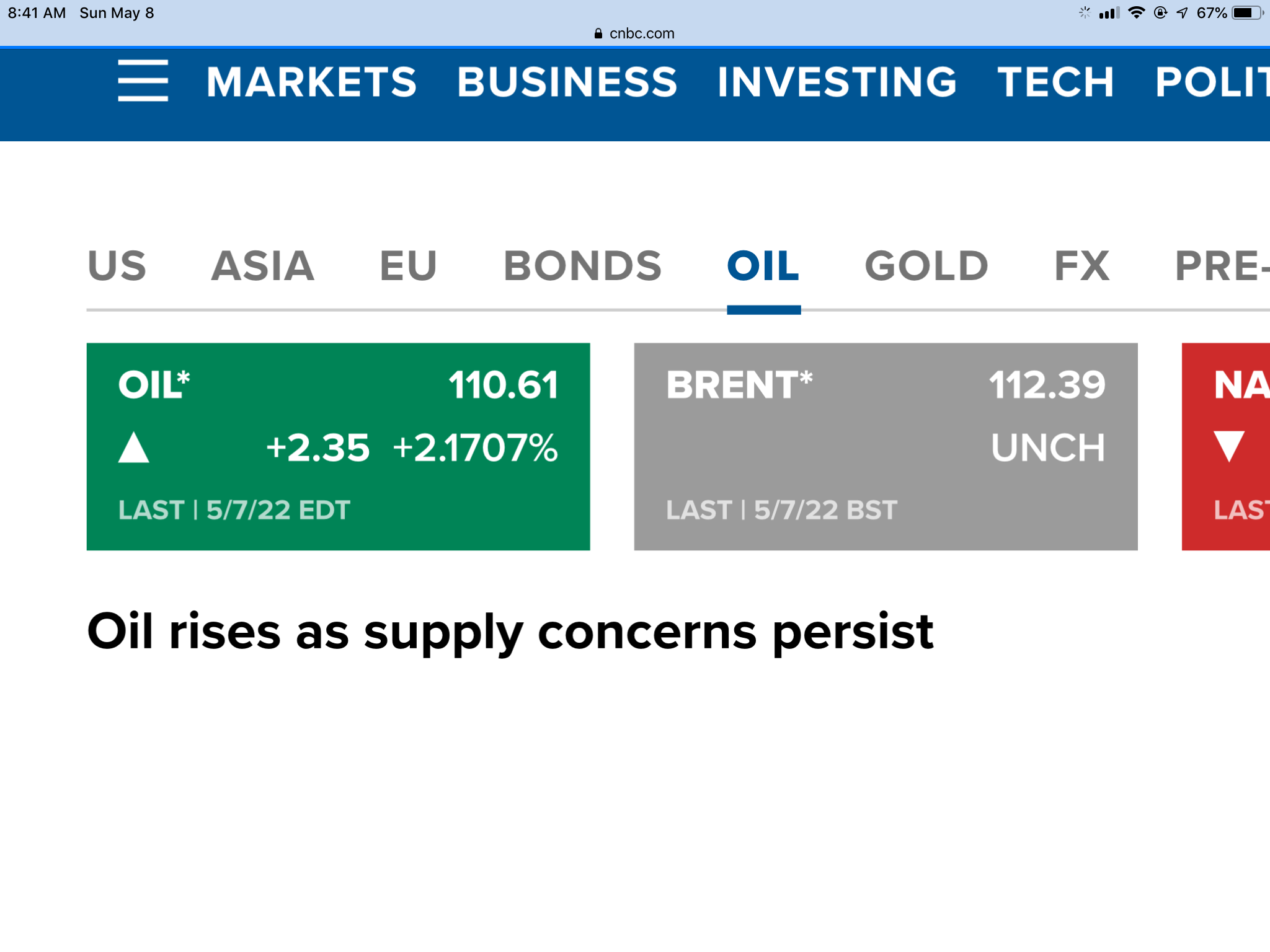 OIL PRICE ON MAY 8 2022