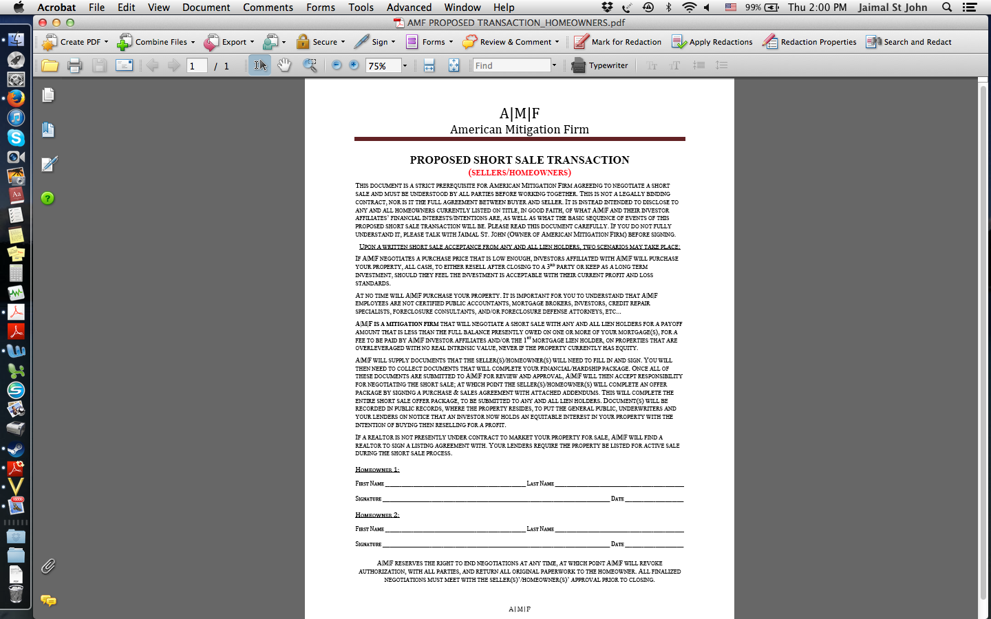 This document proves that American Mitigation Firm never accepts money from the clients. This validates my response to this report and proves the writer of the report a liar. 