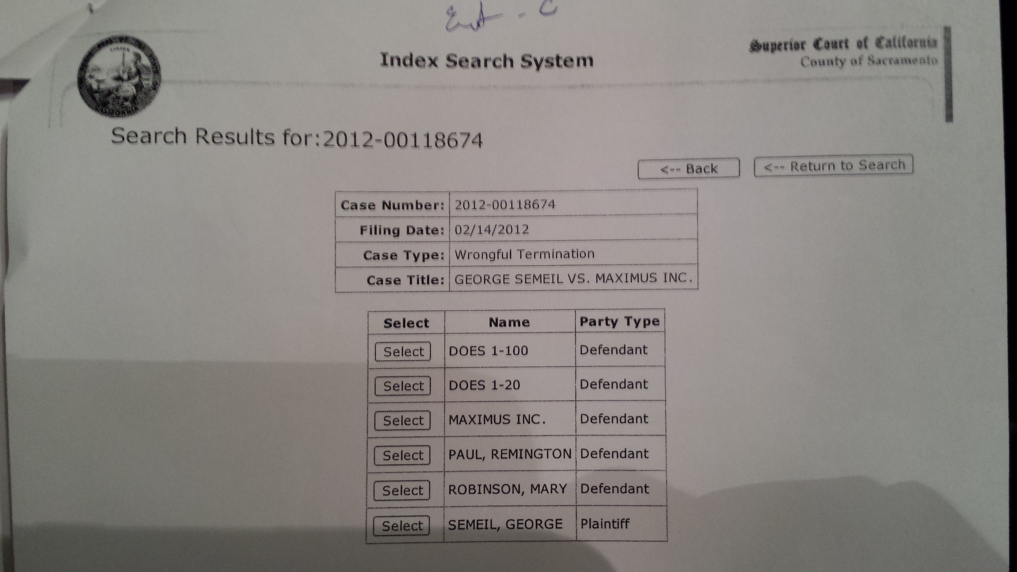 George lost case he filed against Maximus for falsifying sexual harassment and wrongful termination.