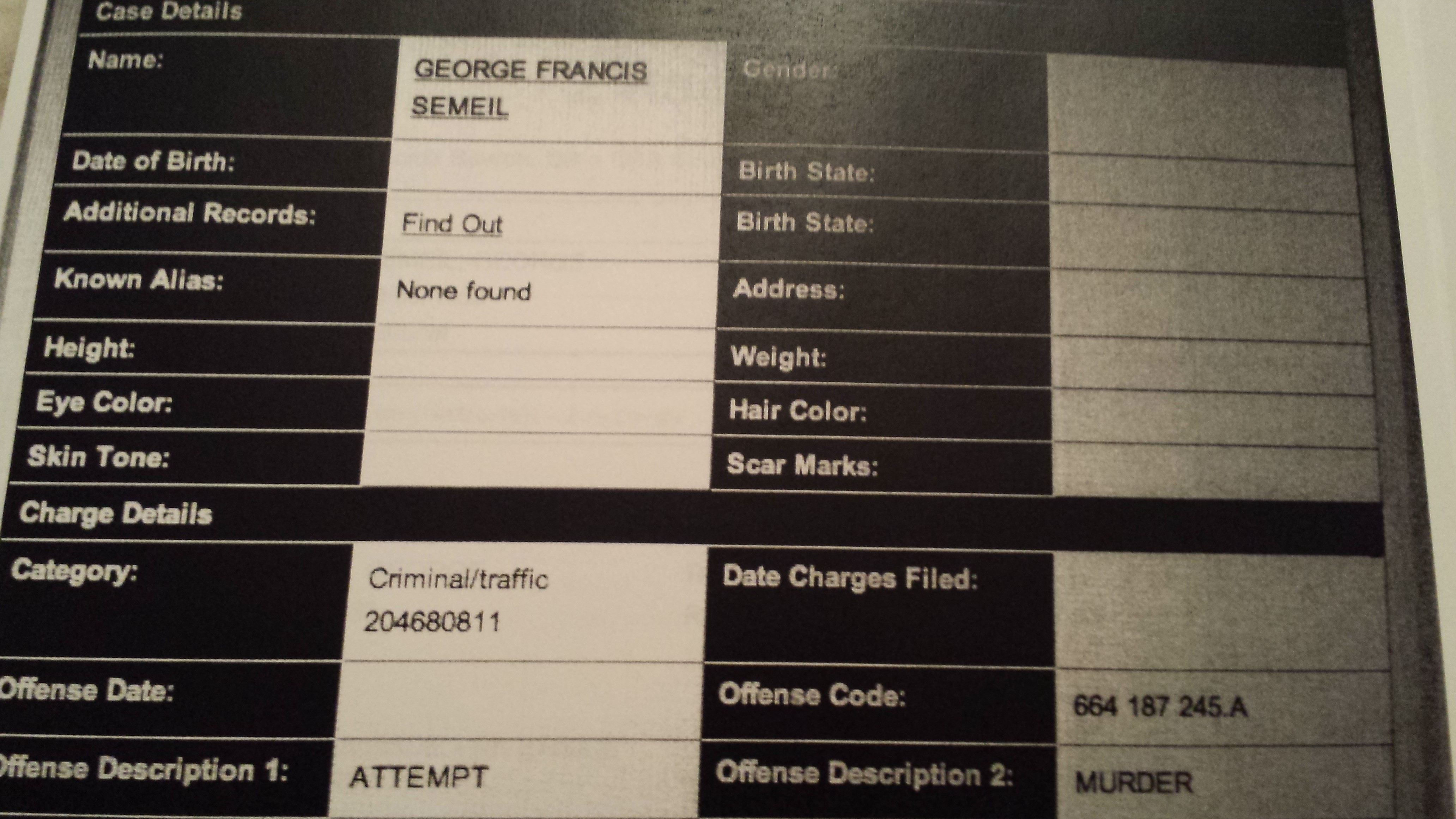 George's Criminal Record